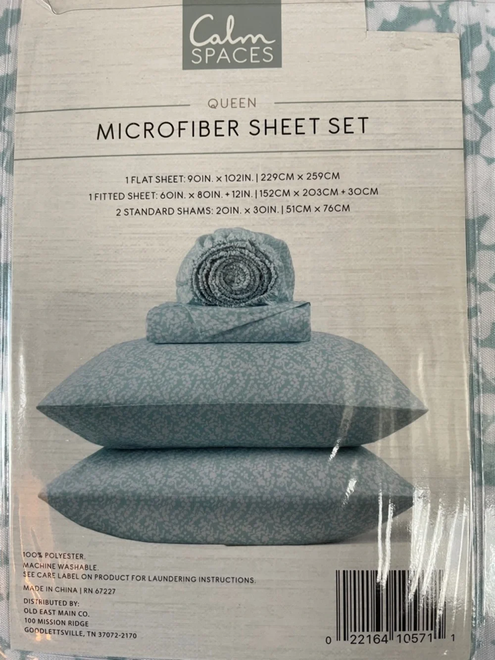 CALM SPACES Microfiber Sheet Set, Queen, Teal Blue Cream and White